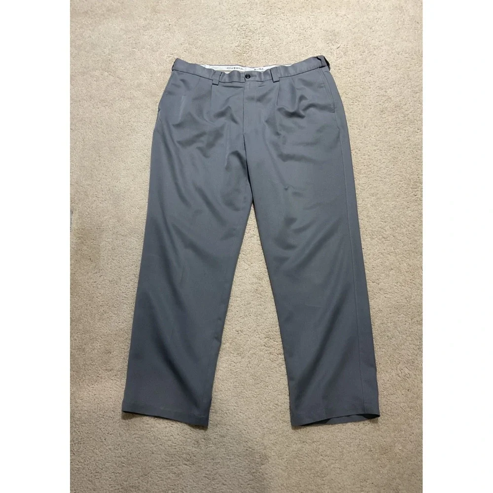 Oak Hill Men's Dress Pants 42x32 Gray Flat Front Business Casual Comfort Stretch
